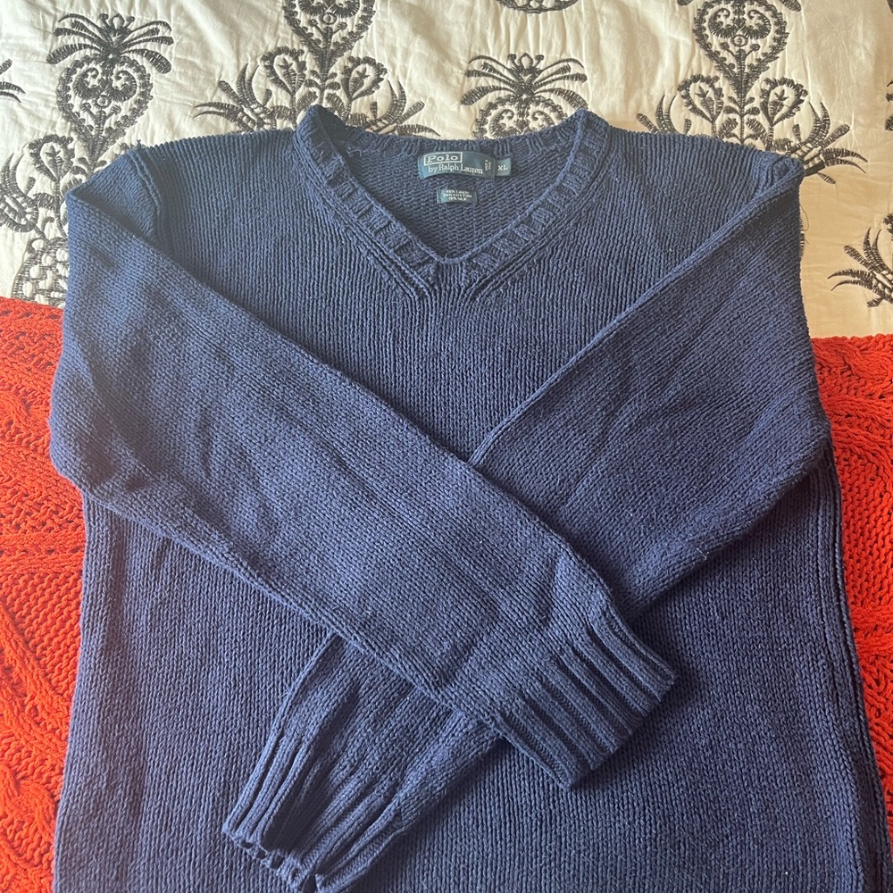 Polo by Ralph Lauren XL Men's Navy Blue V-Neck Sweater